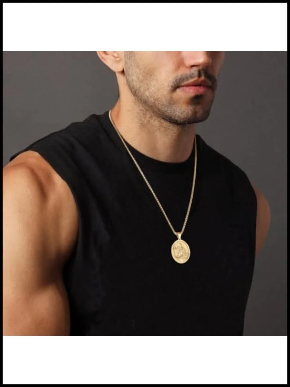 Stainless Steel Religious Medal Pendant Necklace Jesus St Christopher St